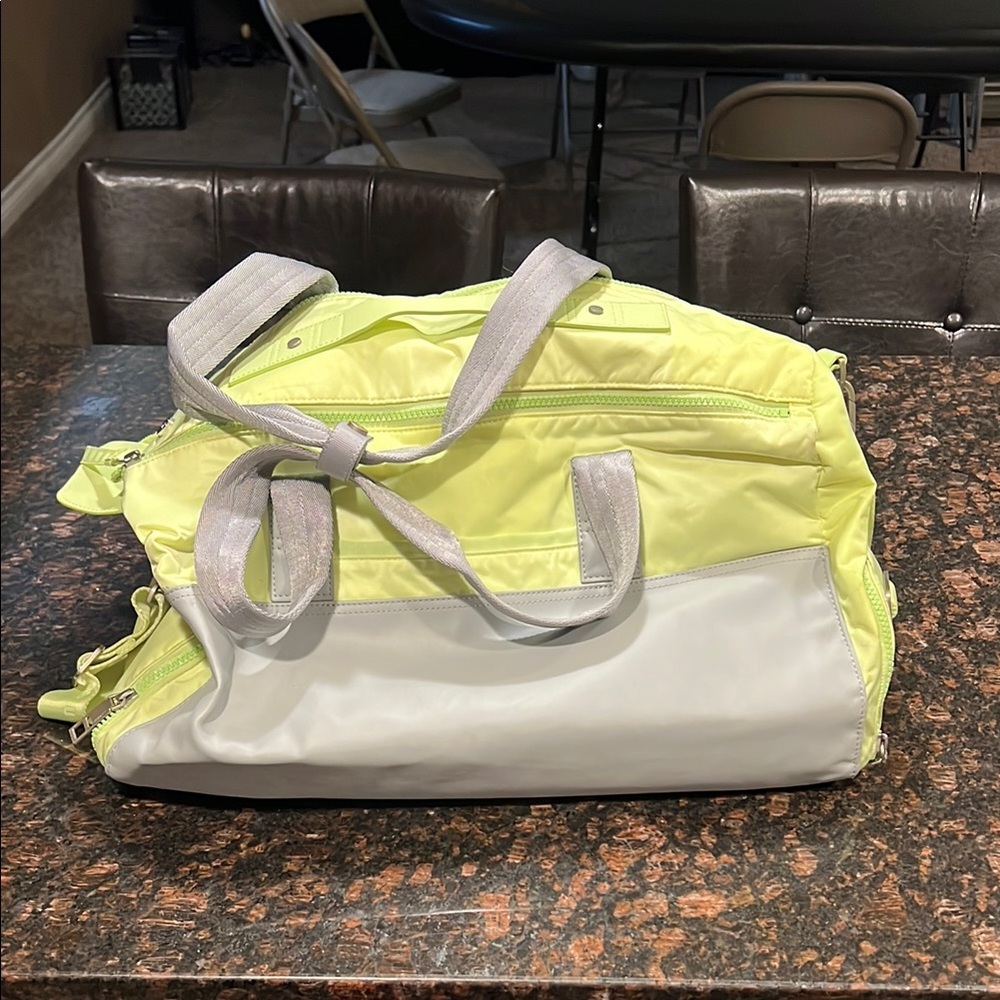 Lululemon Athletica Yellow and Gray Gym Bag w/Yoga mat space